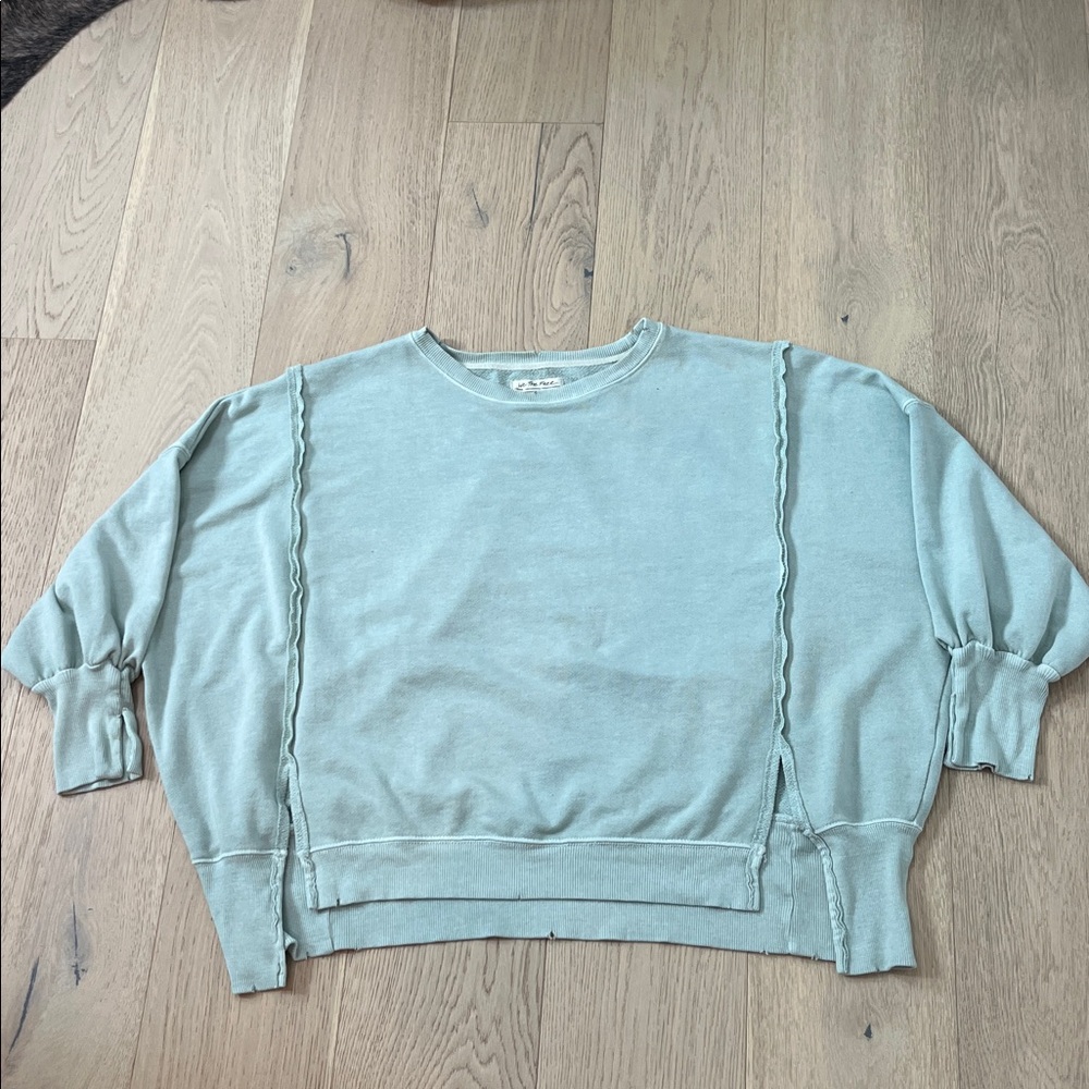 Free People, We The Free Light Sage Boxy Pullover lightweight sweatshirt.